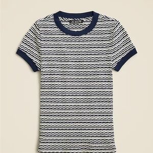 J. Crew Blue and White Ringer Tee with Stripes